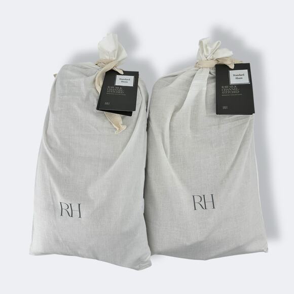 Restoration Hardware Raw Silk Channel Stitched Sham Standard Sz Set Wheat - Picture 4 of 9